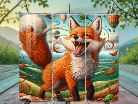 Download Happy Fox Adventure Scene Tumbler Wrap - Adventure Collection