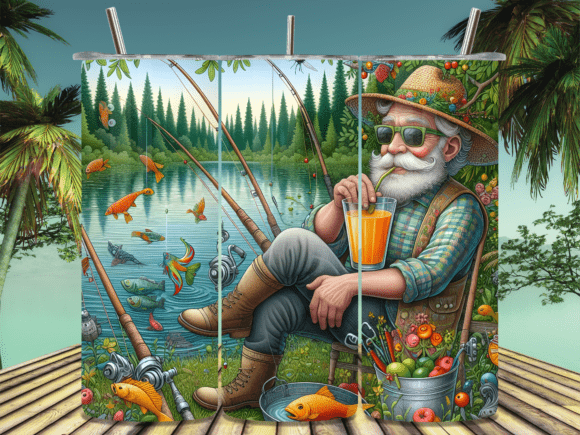 Download Fishing Adventure Scene Tumbler Wrap PNG - Adventure Collection