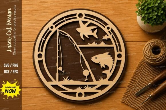 Download Fishing Adventure Scene Laser Cut SVG Fi - Adventure Collection