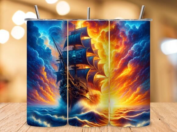 Download Pirate Ship Adventure Scene Tumbler Wrap - Adventure Collection